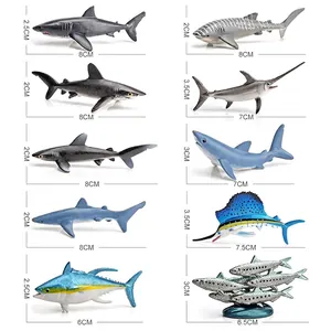 10-piece realistic ocean fish figurine set with shark swordfish and tuna animal models
