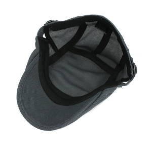 Deep grey breathable mesh newsboy cap with internal sweatband and quality lining detail