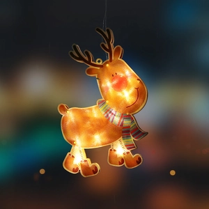 Hanging LED reindeer Christmas decoration with warm white lights for festive holiday ambiance