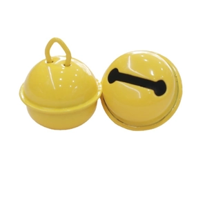 Pair of yellow painted metal round bells 22mm for DIY keychains and pet collar accessories