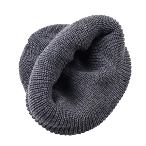 Berretto in maglia a coste grigio scuro con logo R, cappello invernale caldo in stile coreano