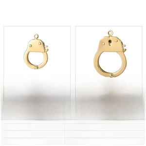 Technical size chart for gold stainless steel handcuff clasp with 25mm and 38mm dimensions