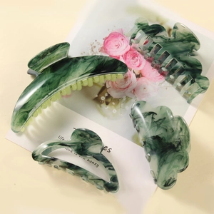 Acetate Hair Claw Clips Green Marble Pattern Elegant Hairpins Simple Hair Accessories For Women
