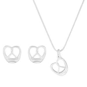 Minimalist silver S925 pretzel heart jewelry set including necklace and earrings