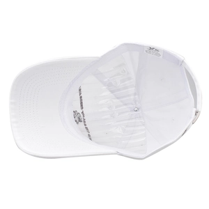 Detailed interior of cotton baseball cap with sweatband and 100% cotton label