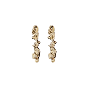 Minimalist gold irregular lava textured metal earrings with modern organic design