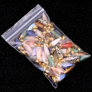 Hexagonal amethyst agate bullet pendant with gold bail in various vibrant colors
