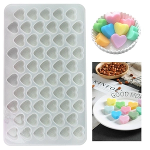 55-cavity heart silicone mold for DIY chocolate and colorful candy making with scene display