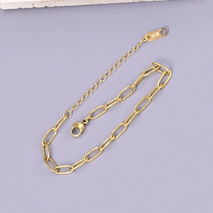 Minimalist Titanium Steel 18K Gold Plated Paperclip Chain Bracelet For Women Adjustable Link Chain Fashion Jewelry Gift