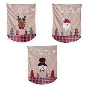 Dreiteilige Weihnachtsstuhlbezüge mit aufgedrucktem Weihnachtsmann, Rentier und Schneemann