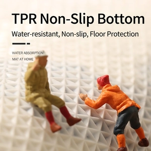 Absorbent bathroom floor mat with TPR anti-slip backing and geometric triangle pattern