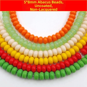 Detailed view of 5x8mm colorful abacus beads in multiple shades for DIY jewelry making