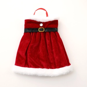 Housse de bouteille de vin robe de Noël en velours rouge avec fausse fourrure et boucle