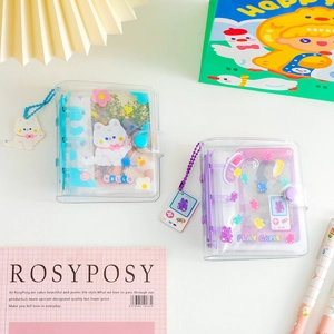 Mini 3-ring PVC binder album set with cute pendants for card collection and DIY journaling