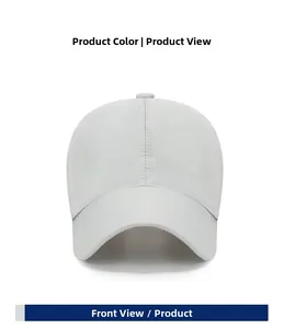 Front view of a white quick-dry outdoor baseball cap with a minimalist six-panel design
