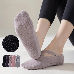 Calze da Yoga Antiscivolo da Donna in Cotone Traspirante Calze da Pilates con Cinturini Incrociati e Presa in Silicone per Fitness