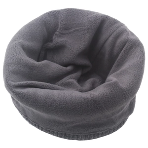 Detail of the soft grey fleece lining and knitted hem on this winter neck warmer