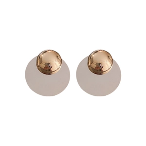 Minimalist silver geometric round earrings with contrasting rose gold spherical studs