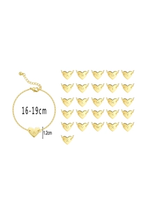 Détail du bracelet cœur doré ajustable avec lettres A-Z et longueur de 16 à 19 cm