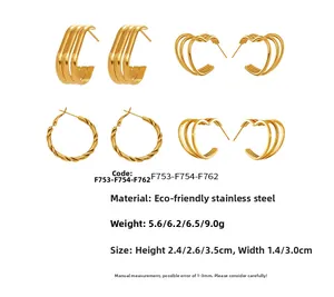 Dettagli dimensioni per orecchini a cuore e cerchio in acciaio inossidabile oro 18k