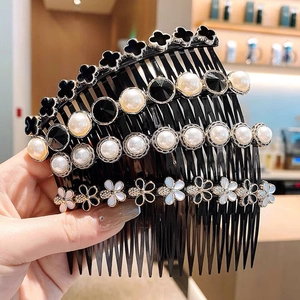 Pettini Per Capelli Donna Resina Strass Künstliche Perle Fiori Quadrifoglio Stile Coreano Elegante Accessori Per Acconciatura
