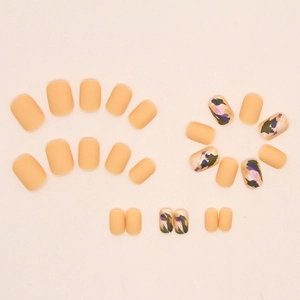 Matte orange irregular graffiti press-on nails set with 24 pieces of abstract nail art