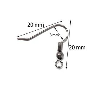 20mm gunmetal earring hooks with spring and loop for DIY jewelry making 200pcs set