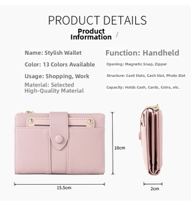 Pink lychee texture wallet detail with multi-card slots and secure snap closure