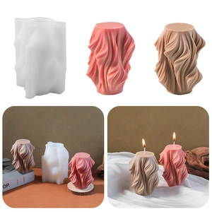 Geometric Spiral Column Silicone Mold For Aromatherapy Candle DIY Handmade Soap Gypsum Ornament Wave Stripe Design