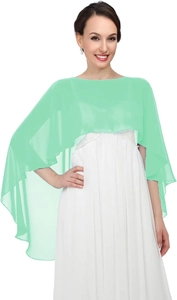 Detailed texture of mint green chiffon shawl showing breathable fabric and wavy hemline