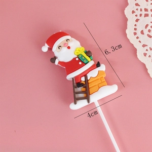 Decorazione per torta Babbo Natale nel camino, ornamento in silicone di altezza 6,3 cm
