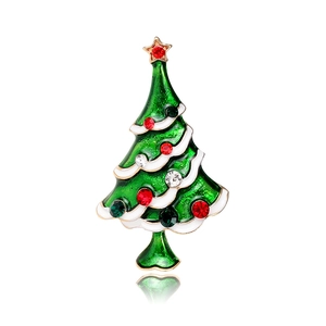 Christmas Tree Brooch Zinc Alloy With Colorful Rhinestone And Enamel Drip Oil Festive Party Accessory For Women