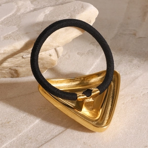 Minimalist Stainless Steel Triangle Hair Tie For Women Gold Plated Geometric Elastic Scrunchie Fashion Hair Accessories