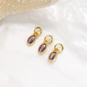 Trois pendentifs ovales en améthyste violette plaqués or pour la création de bijoux