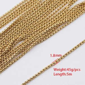 1.8mm gold stainless steel rolo chain for DIY jewelry making, 5 meters long spool