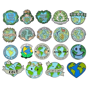 Earth Enamel Pin Save The Planet Alloy Brooch Cartoon Environmental Protection Badge For Clothes Bags Novelty
