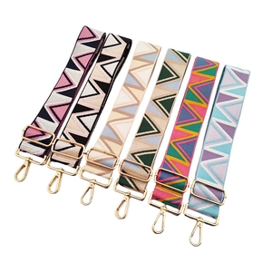 Adjustable Wide Shoulder Bag Strap Polyester Cotton Geometric Jacquard Bohemian Style Crossbody Replacement