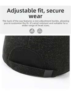 Detail of adjustable metal buckle and strap on thickened winter thermal baseball cap