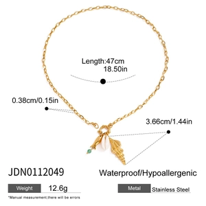 Collier océan en acier inoxydable avec pendentifs coquillage et poisson pour femme