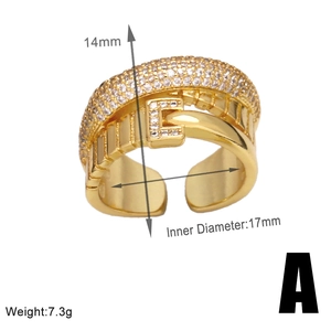 Detailed view of gold belt buckle ring with dimensions: 14mm width and 17mm diameter