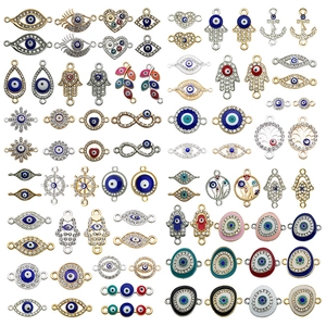 Evil Eye Hamsa Hand Mix Style Charms Alloy Enamel Rhinestone Pendants Connectors For DIY Jewelry Making Necklace Crafting