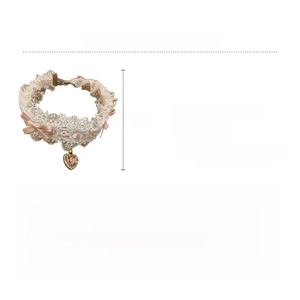 Lace pet collar size chart showing dimensions for the 39.6cm rhinestone heart necklace