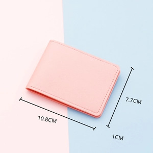Slim pink minimalist card holder wallet with dimensions 10.8cm x 7.7cm x 1cm