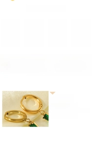Détails de boucles d'oreilles en acier inoxydable doré 18K avec zircons verts