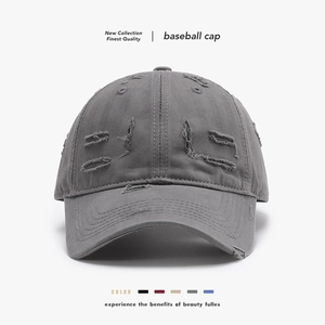 Distressed Ripped Baseball Cap Cotton Vintage Streetwear Adjustable Sun Hat For Men Women Curved Brim Soft Top