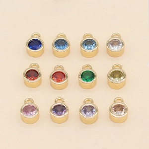 12-piece set of gold-plated birthstone pendants in vibrant colors for DIY jewelry