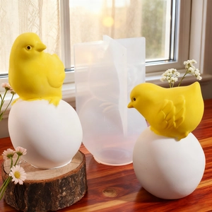 Easter chick on egg silicone resin mold for DIY candle and plaster ornament making