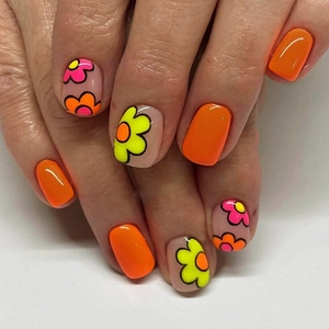 Unghie Finte Press On Design Floreale Carino Corte Quadrate Artificiali Per Donne Arancione Rosa ABS Manicure DIY Resistente