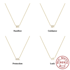 925 Sterling Silver Angel Number Necklace Gold Plated Zirconia Lucky Protection Jewelry For Women
