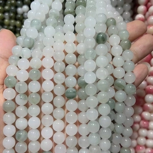 Perles rondes en jade vert Tianshan naturel pour la création de bijoux DIY